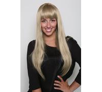 Parrucca Principessa Biondo Lungo Liscio Cadendo Frangia Femme Fatale Vamp 65 CM