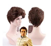 Parrucca principessa Cenerentola Principe azzurro Kit parrucca cosplay Parrucca sintetica per uomo marrone corto per adulto unisex + cappuccio parrucca taglia unica C514