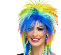 Parrucca Punk Multicolore Arcobaleno Anni '80 Costume Da Festa Accessorio Mullet