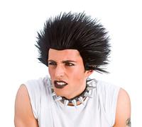 Parrucca Punk Rock Nera Uomo Costume Da Rocker Anni '80 Accessorio