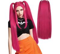 Parrucca R-umi Hunter Cosplay Per Bambini - Parrucca Cosplay Da Anime Hunters Per Donne E Uomini, Trecces Viola Realistiche Capelli Da Cantante Pop Per Abbigliamento Quotidiano (Rosa)