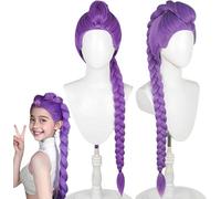 Parrucca R-umi Hunter Cosplay Per Bambini - Parrucca Cosplay Da Anime Hunters Per Donne E Uomini, Trecces Viola Realistiche Capelli Da Cantante Pop Per Abbigliamento Quotidiano (A)