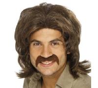 Parrucca Retro Da Uomo Anni '70 Marrone Costume Da Adulto 70'S Di Smiffys