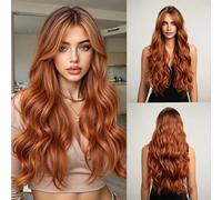 Parrucca Riccia Bionda Platino Da 26 Pollici - Capelli Sintetici A Cuffia Intera A Onda Lunga, Stile Europeo Alla Moda, Indossare Tutti I Giorni(B)