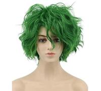Parrucca Riccia Corta Verde Per Uomo, Parrucca Sintetica Fluffy Wave Per La Festa In Costume Cosplay Di Halloween