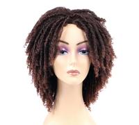 Parrucca riccia Dreadlock Parrucca sintetica intrecciata corta Parrucca afro ombre Parrucca sintetica riccia corta Uomo Donna Moda Parrucche a torsione arrotolata-T30-6 pollici-1 PC