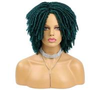 Parrucca riccia Dreadlock Parrucca sintetica intrecciata corta Parrucca afro ombré Parrucca sintetica riccia corta Uomo Donna Moda Parrucca a spirale intrecciata-M-Verde-6 pollici-1 pezzo