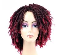 Parrucca riccia Dreadlock Parrucca sintetica intrecciata corta Parrucca afro ombre Parrucca sintetica riccia corta Uomo Donna Moda Parrucche a torsione arrotolata-T530-6 pollici-1 PC