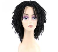 Parrucca riccia Dreadlock Parrucca sintetica intrecciata corta Parrucca afro ombre Parrucca sintetica riccia corta Uomo Donna Moda Parrucche a torsione arrotolata-1B-6 pollici-1 PC