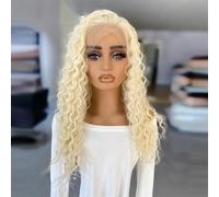 Parrucca riccia in platino da donna parrucca sintetica anteriore in pizzo parrucca lunga riccia parrucca in pizzo per uso quotidiano parrucche cosplay bionda 613 18 pollici anteriore in pizzo