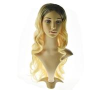 Parrucca riccia lunga moda parrucca ondulata bionda ombre marrone oro