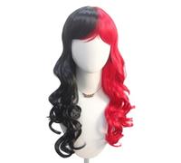 Parrucca Riccia Lunga Nera Rossa Con Fermaglio Per Doppia Coda Di Cavallo, Parrucca Sintetica Resistente Al Calore Per Le Donne, Cosplay, Festa Quotidiana Di Halloween