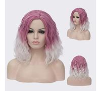 Parrucca riccia ondulata corta Bob GJBXP Parrucche Ombre rosa per ragazze Capelli sintetici Harajuku in fibra sintetica resistente al calore 14 pollici e 21 colori Om- 836