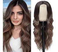 Parrucca Riccia Ondulata Sintetica Parrucca Mista Ombre Parrucche Di Media Lunghezza Per Le Donne Parrucca Ondulata Con Capelli Sintetici Con Parte Centrale B,66CM