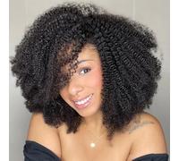 Parrucca Riccia Parrucca Donna Capelli Veri Parrucca di Capelli Umani Ricci Parrucche Brasiliane Remy Brazilian kinky Curly Human Hair Wigs No Lace (16 Pollici)