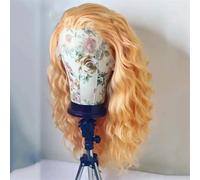 Parrucca riccia sciolta arancione da donna, parrucca sintetica naturale con attaccatura frontale in pizzo, per uso quotidiano, cosplay, arancione chiaro, 45,7 cm, pizzo frontale