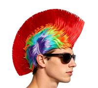 Parrucca Rock Mohawk Divertente di Capelli Multicolore Unisex