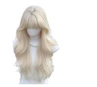 Parrucca rosa, compatibile for le donne Parrucche cosplay ondulate lunghe, morbide e sintetiche, for l'uso quotidiano Vita scolastica Lolita(White blonde)