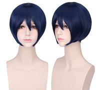 Parrucca rosa cosplay, parrucca corta colorata e dritta, parrucca per costume cosplay, parrucche per Halloween, parrucche per uomo o donna, parrucche sintetiche rosse e b,Blue Purple