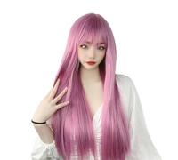 Parrucca Rosa Per Donne Capelli Lunghi E Lisci Con Frangia Giapponese E Coreana (Esclusi Gli Accessori Per Capelli)