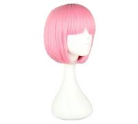 Parrucca rosa sintetica resistente al calore capelli corti ondulati costume cartone animato ruolo cos-play studente parrucchino-rosa-12 pollici