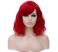 Parrucca rossa corta per donne ragazze ricci di capelli ondulati parrucche per capelli per cosplay costumi di Halloween party resistente alla fibra sintetica resistente al calore (include Wig Cap) 1