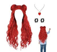 Parrucca rossa di Halloween per ragazze,Costume da Travestimento Riccio Rosso Versatile Cosplay per Vestito Scuola Incontro e Palcoscenico