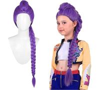 Parrucca Rum-i Anime Hunters per Bambini, Parrucca Cosplay Da Demoni Hunters Per Donne E Uomini, Trecces Viola Realistiche Accessoris Cosplays per Halloween, Carnevale, Festa a Tema Cosplay