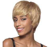 Parrucca senza colla Wear and Go Pixie Cut Parrucche corte per per donne nere Parrucche completamente a macchina Parrucche a strati in stile ondulato con frangia da 5 pollici