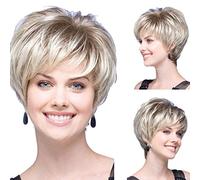 Parrucca sintetica a rete bianca naturale delle rose bianche gradiente parrucca corta delle donne dell'onda riccia (bianco, taglia unica)