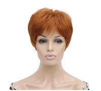Parrucca Sintetica A Strati Corti Per Parrucche Di Capelli Umani Prepizzicate Senza Colla In Tinta Unita Da Donna