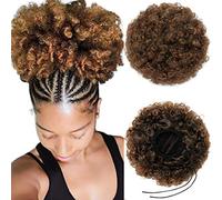 Parrucca sintetica afro con coulisse coda di cavallo corta crespo riccia chignon chignon parrucca Updo Clip in chignon extension per coda di cavallo di grandi dimensioni