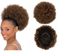 Parrucca sintetica afro con coulisse coda di cavallo corta crespo riccia chignon chignon parrucca Updo Clip in chignon extension per coda di cavallo di grandi dimensioni