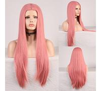 Parrucca Sintetica Afro Crespa Riccia Colore Arancione Onda Naturale Parrucca Lunga Per Donne Bianche Nere Capelli In Fibra Ad Alta Temperatura Parrucche Grigie Per Donne (Color : Pink Straight, Stre