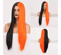 Parrucca Sintetica Afro Crespa Riccia Colore Arancione Onda Naturale Parrucca Lunga Per Donne Bianche Nere Capelli In Fibra Ad Alta Temperatura Parrucche Grigie Per Donne (Colore : White, Stretched L