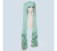 Parrucca sintetica Anime Vocaloid Hatsune Miku Coda di cavallo Coda di cavallo nera Sparatutto Senbon Zakura Parrucca Cosplay Capelli lunghi Parrucche argento + Cappellino parrucca Taglia unica PL-4