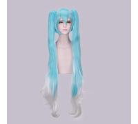 Parrucca sintetica Anime Vocaloid Hatsune Miku Coda di cavallo Coda di cavallo nera Sparatutto Senbon Zakura Parrucca Cosplay Capelli lunghi Parrucche argento + Cappellino parrucca Taglia unica PL-8