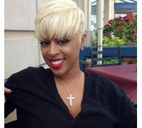 Parrucca sintetica bianca Parrucche corte per donne bianche/nere Parrucca con frangia naturale Cosplay-1029