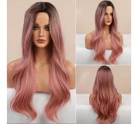 Parrucca sintetica bionda lunga ondulata castana mista bionda per donne bianche e nere per feste quotidiane, capelli in fibra ad alta densità e temperatura-LC-0313-1-28 pollici