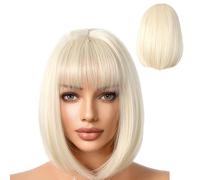 Parrucca sintetica Bob,Parrucca Bob corta, capelli sintetici resistenti al calore, aspetto naturale, frangia breve diritta, parrucca sintetica naturale resistente al calore, pe