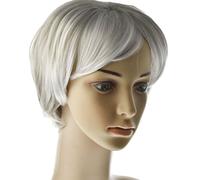 Parrucca sintetica capelli sintetici argento grigio bianco donne Cosplay