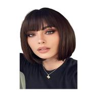 Parrucca sintetica colorata a caschetto - Acconciatura arcobaleno con frangia morbida per feste, Halloween e cosplay(75-752-dark brown)