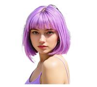 Parrucca sintetica colorata a caschetto - Acconciatura arcobaleno con frangia morbida per feste, Halloween e cosplay(75-752-light purple)