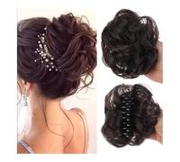 Parrucca sintetica con chignon spettinato - Extension for capelli riccioli voluminosi e ciambella for for uno stile quotidiano(Light brown)