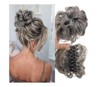 Parrucca sintetica con chignon spettinato - Extension for capelli riccioli voluminosi e ciambella for for uno stile quotidiano(Dark gray)