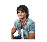 Parrucca sintetica corta bionda a strati per uomo - Calore per uso quotidiano, feste e cosplay(#2)