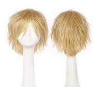 Parrucca sintetica corta blu marrone nera da donna e uomo, per feste in costume, parrucche per capelli-lino biondo-12 pollici