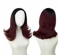 Parrucca sintetica corta da donna, marrone, nera, bionda, con fascia per capelli, per cosplay, resistente al calore, per donne, dal vino alla radice scura, 16 pollici