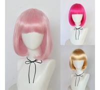 Parrucca sintetica corta e dritta con frangia - disponibile in più colori, adatta per uso quotidiano, feste di Ognissanti, Natale, vacanze, festival, musica, film, costumi da supereroe, temi di moda,