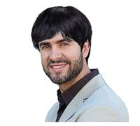 Parrucca sintetica corta e dritta da uomo - Parrucca naturale traspirante per uso quotidiano e alla moda(Natural Black)